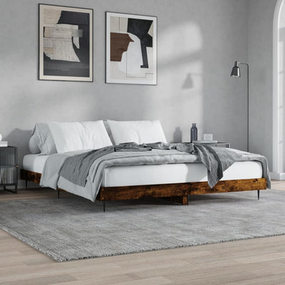 Bed Frame Smoked Oak 200x200 cm Engineered Wood