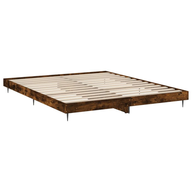 Bed Frame Smoked Oak 200x200 cm Engineered Wood