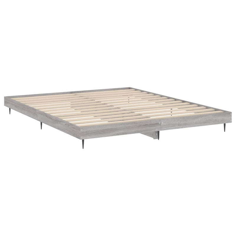 Bed Frame Grey Sonoma 200x200 cm Engineered Wood