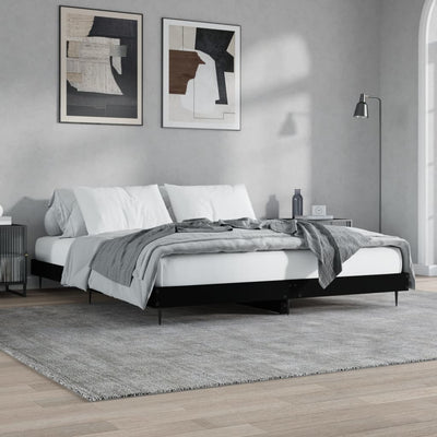 Bed Frame Black 180x200 cm Super King Engineered Wood