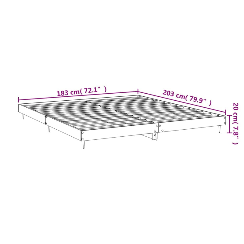 Bed Frame Black 180x200 cm Super King Engineered Wood