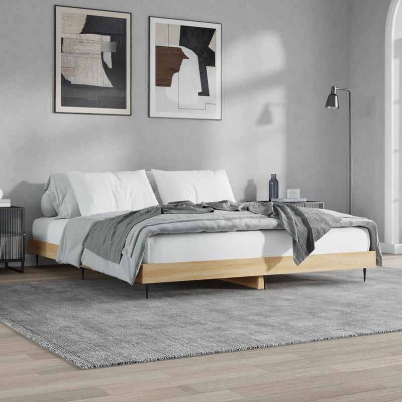 Bed Frame Sonoma Oak 180x200 cm Super King Engineered Wood