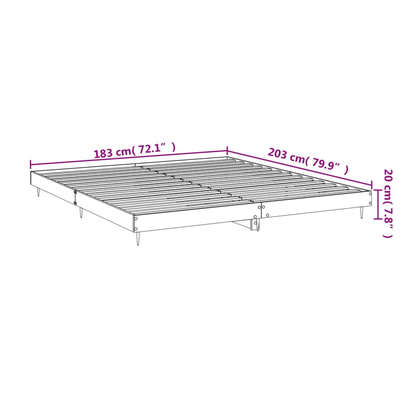 Bed Frame Concrete Grey 180x200 cm Super King Engineered Wood