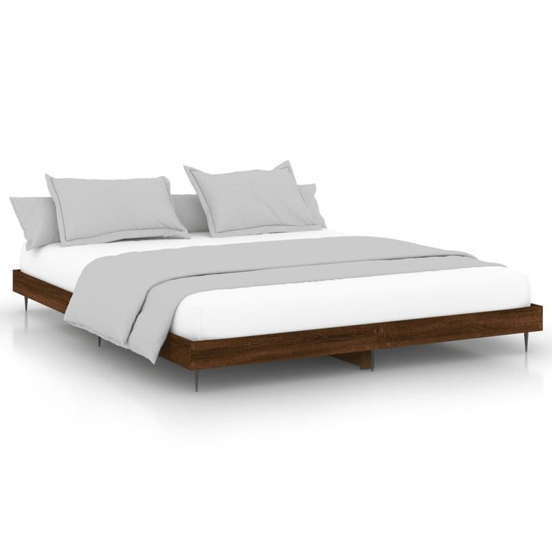 Bed Frame Brown Oak 180x200 cm Super King Engineered Wood