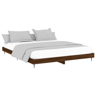 Bed Frame Brown Oak 180x200 cm Super King Engineered Wood