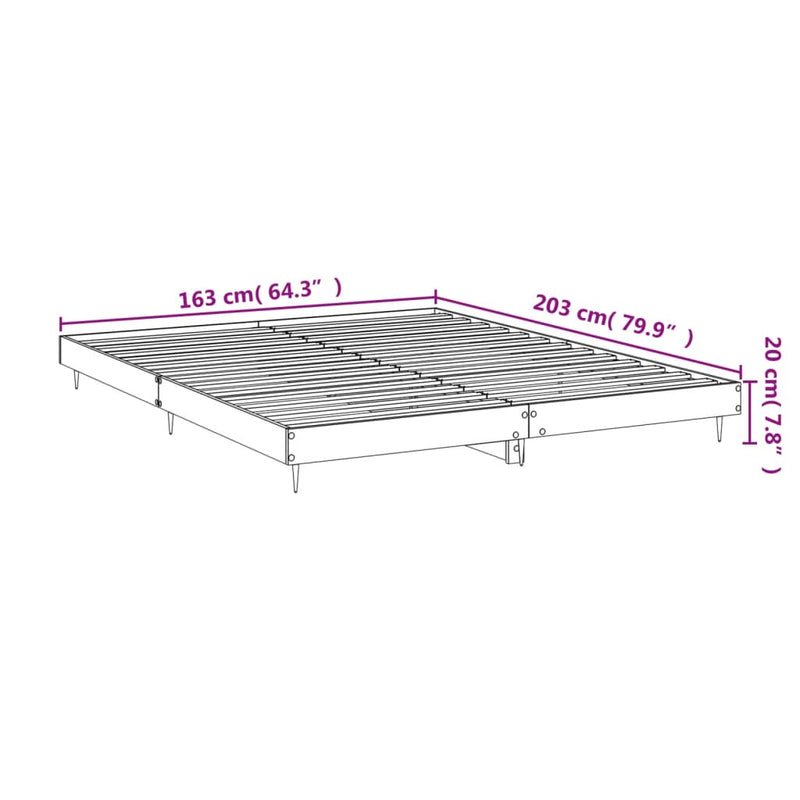 Bed Frame Black 160x200 cm Engineered Wood