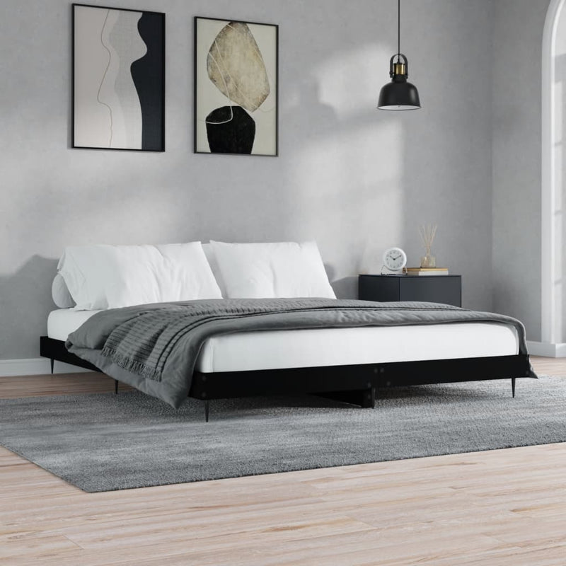 Bed Frame Black 160x200 cm Engineered Wood