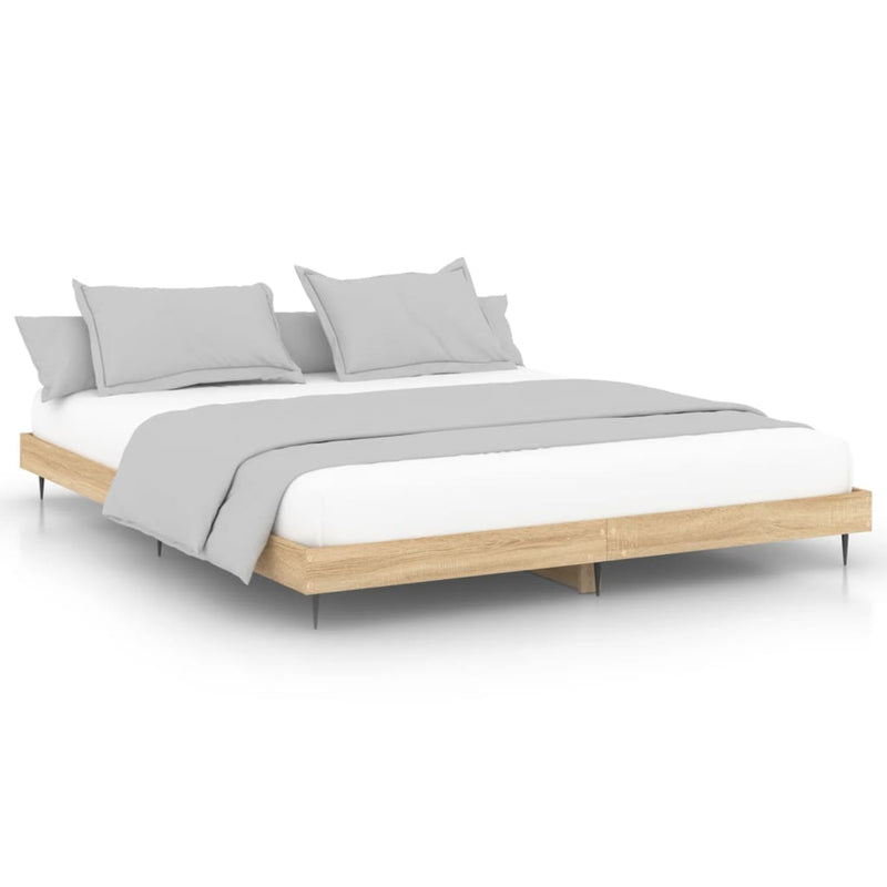 Bed Frame Sonoma Oak 160x200 cm Engineered Wood