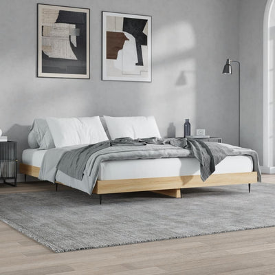 Bed Frame Sonoma Oak 160x200 cm Engineered Wood