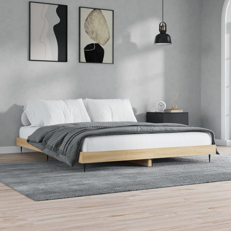 Bed Frame Sonoma Oak 160x200 cm Engineered Wood