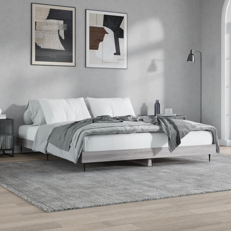 Bed Frame Grey Sonoma 160x200 cm Engineered Wood