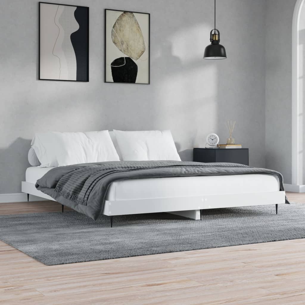Bed Frame without Mattress Engineered Wood Length 200 cm White 150 cm
