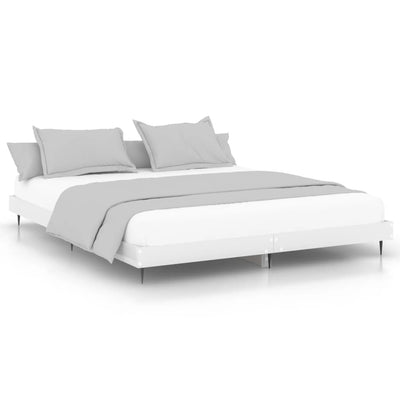 Bed Frame High Gloss White 150x200 cm King Size Engineered Wood