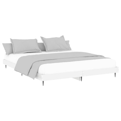 Bed Frame High Gloss White 150x200 cm King Size Engineered Wood