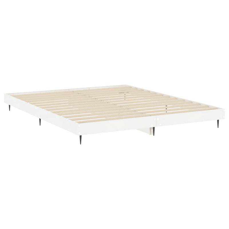 Bed Frame High Gloss White 150x200 cm King Size Engineered Wood