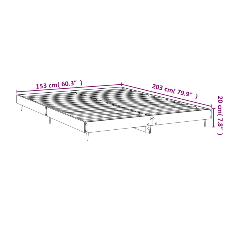 Bed Frame High Gloss White 150x200 cm King Size Engineered Wood