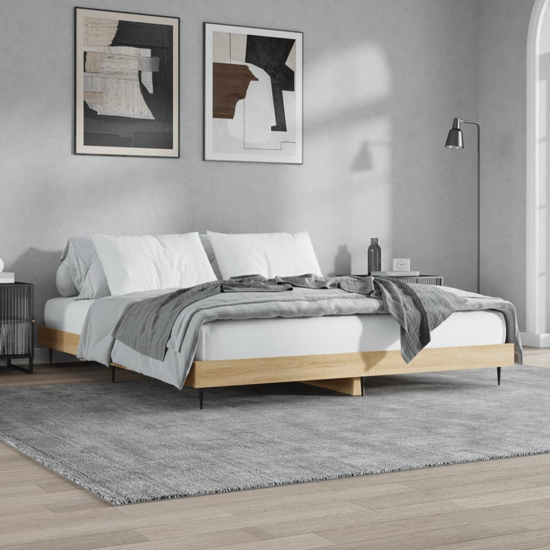 Bed Frame Sonoma Oak 150x200 cm King Size Engineered Wood