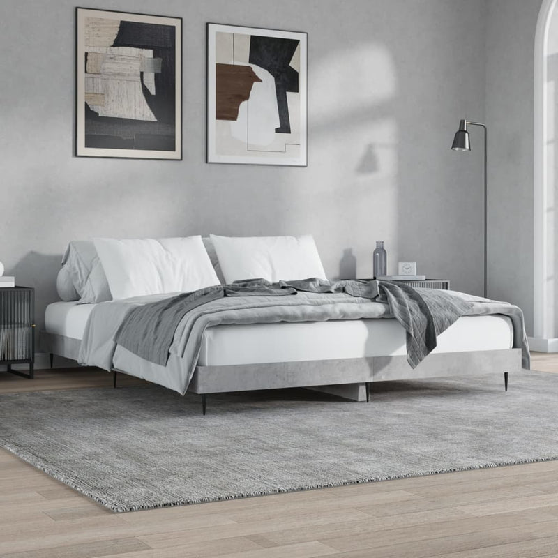 Bed Frame Concrete Grey 150x200 cm King Size Engineered Wood