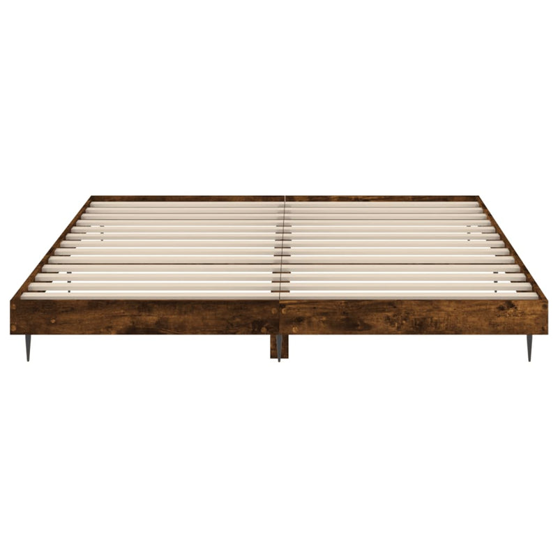 Bed Frame Smoked Oak 150x200 cm King Size Engineered Wood