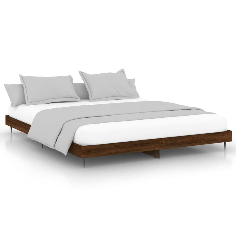 Bed Frame Brown Oak 150x200 cm King Size Engineered Wood