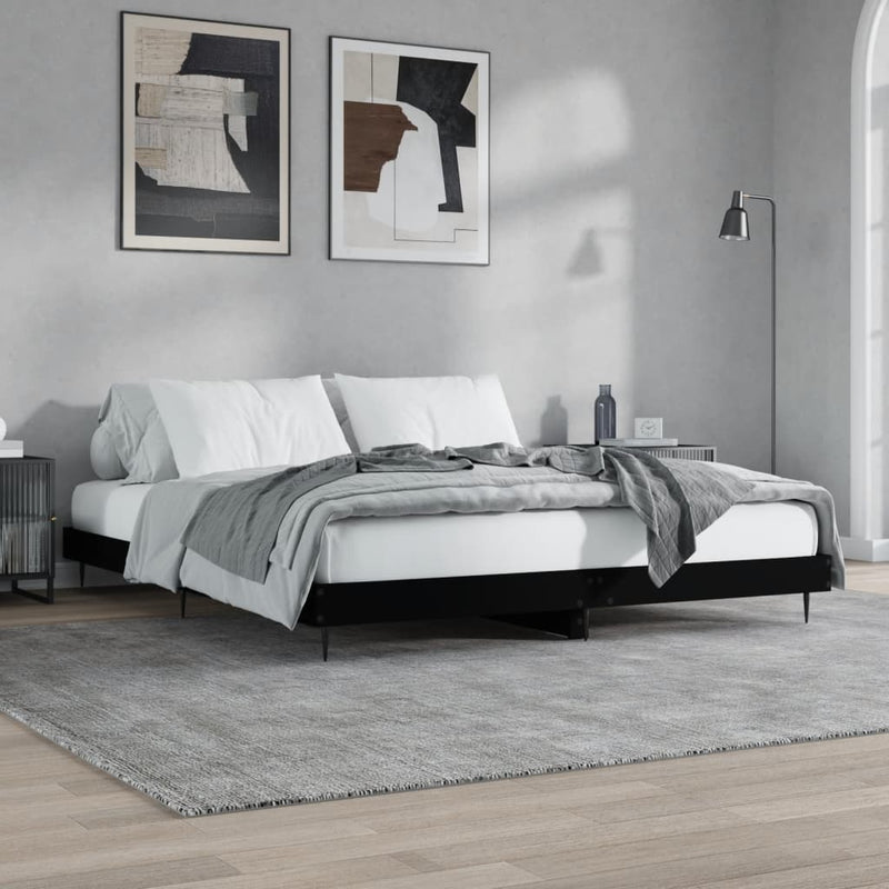 Bed Frame Black 140x200 cm Engineered Wood