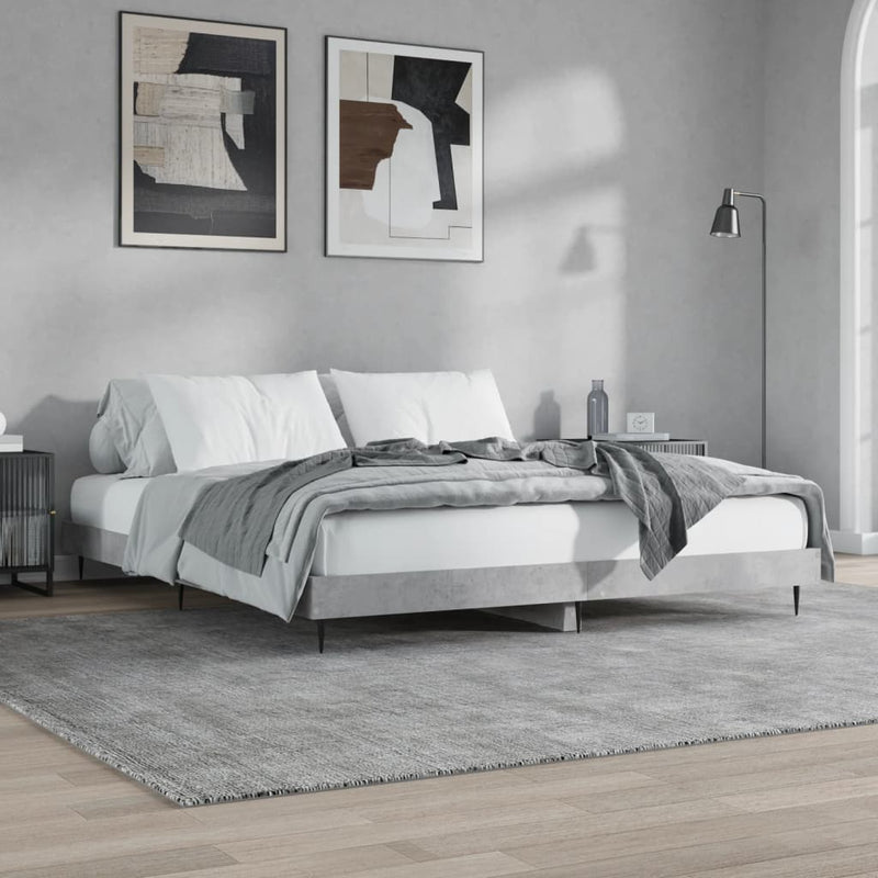 Bed Frame Concrete Grey 140x200 cm Engineered Wood