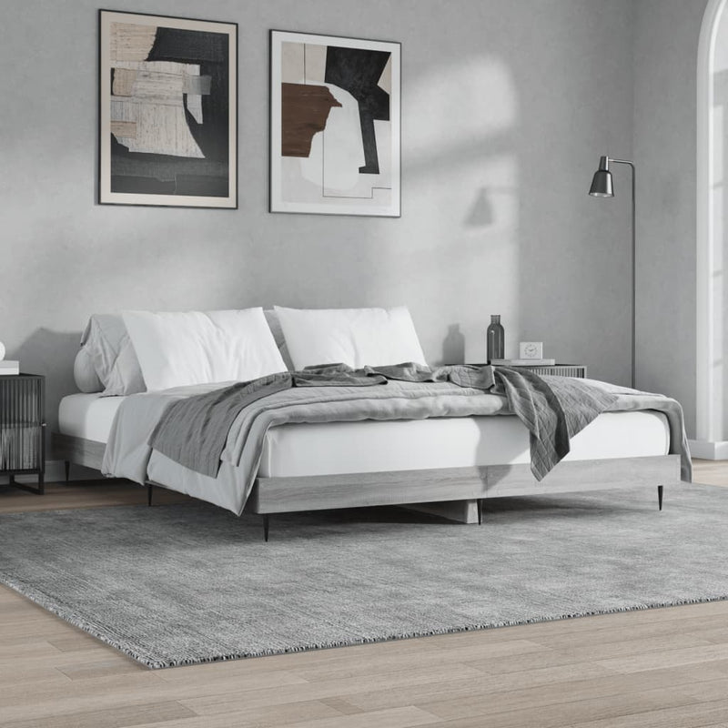 Bed Frame Grey Sonoma 140x200 cm Engineered Wood