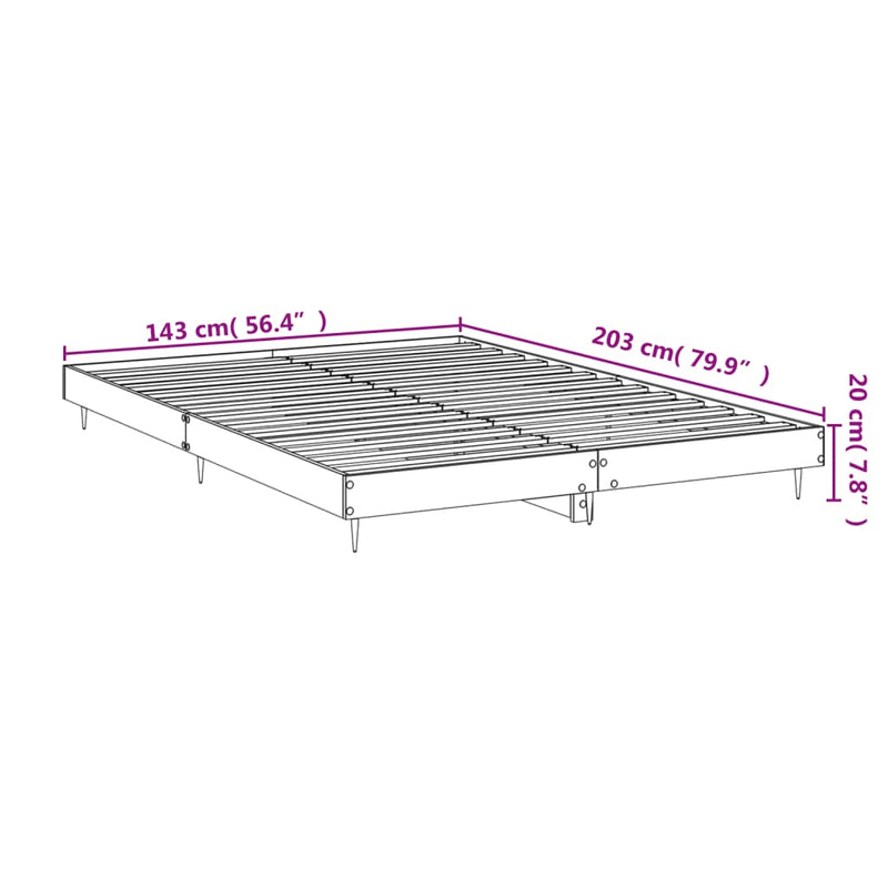 Bed Frame Grey Sonoma 140x200 cm Engineered Wood