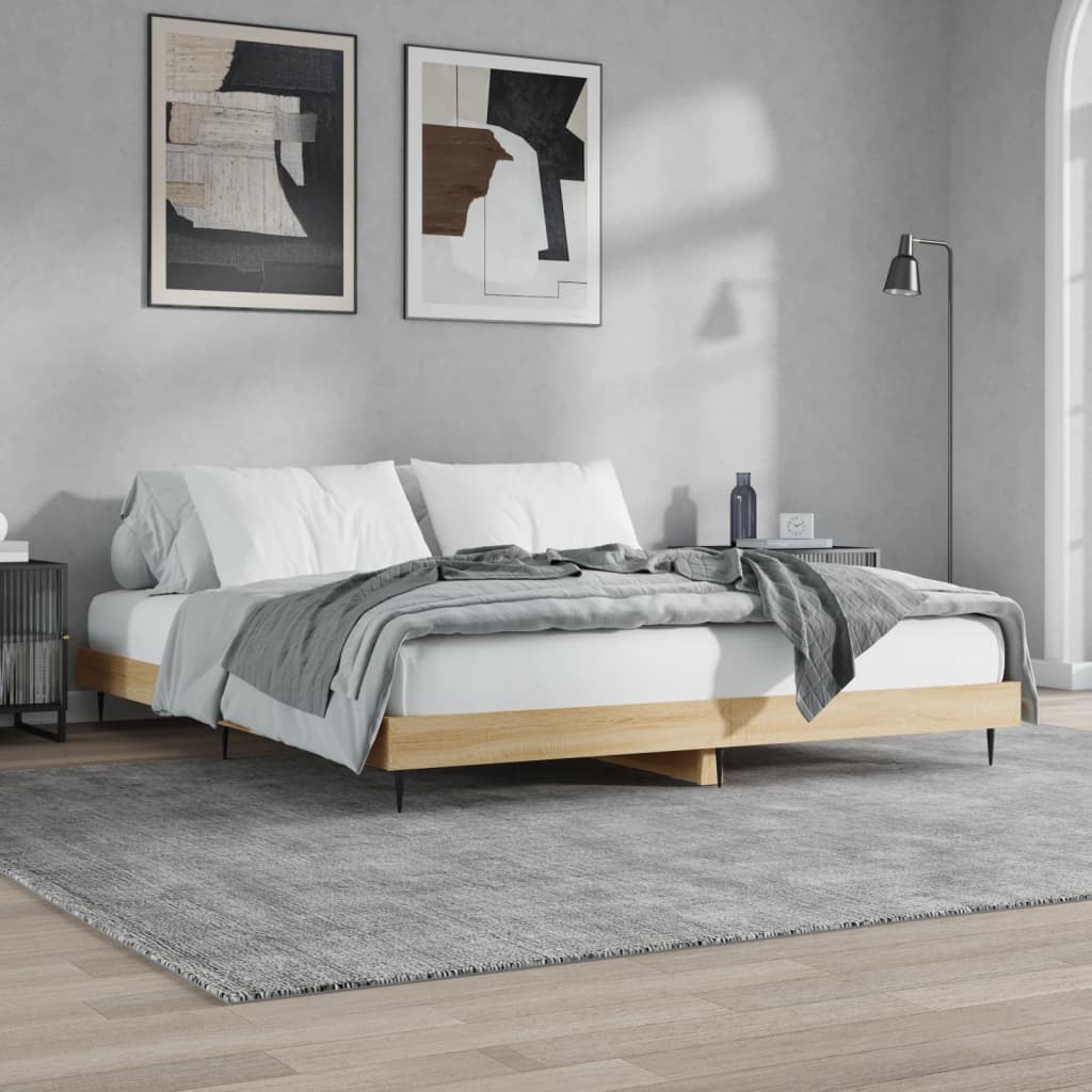 vidaXL Bed Frame without Mattress Sonoma Oak 120x200 cm Engineered Wood 4