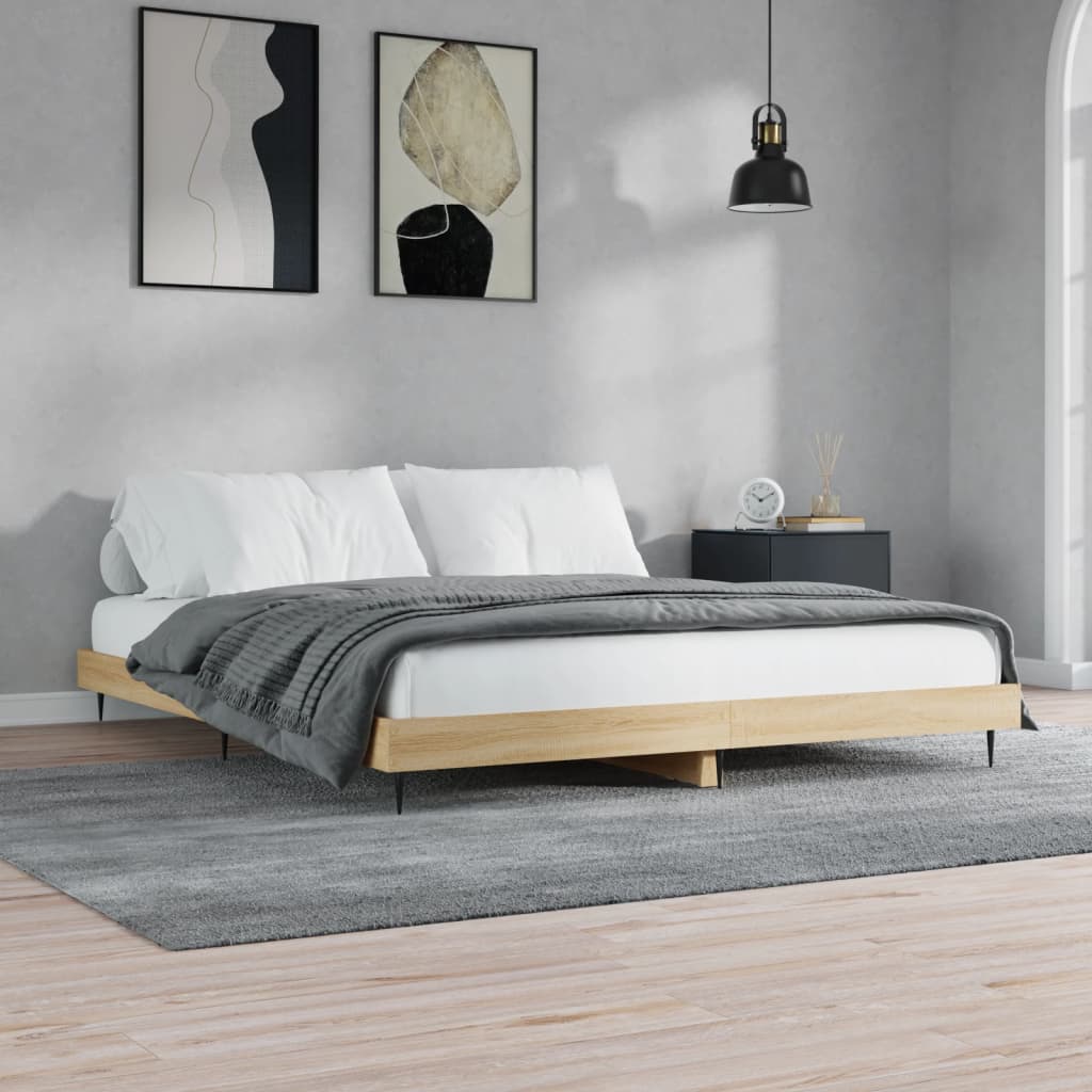 vidaXL Bed Frame without Mattress Sonoma Oak 120x200 cm Engineered Wood 1