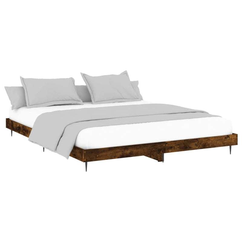 Bed Frame Smoked Oak 120x200 cm Engineered Wood