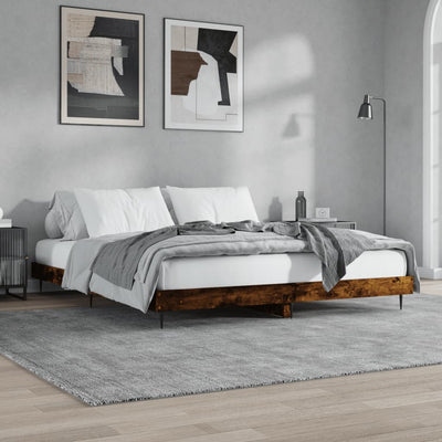 Bed Frame Smoked Oak 120x200 cm Engineered Wood