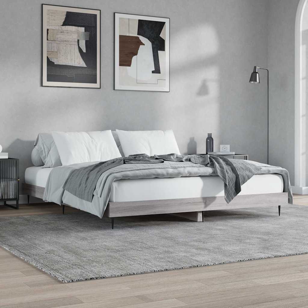 vidaXL Bed Frame without Mattress Grey Sonoma 120x200 cm Engineered Wood 4