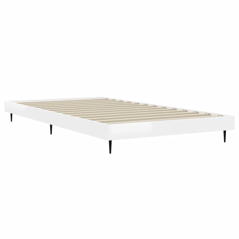 Bed Frame High Gloss White 100x200 cm Engineered Wood