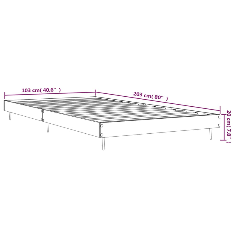 Bed Frame Concrete Grey 100x200 cm Engineered Wood