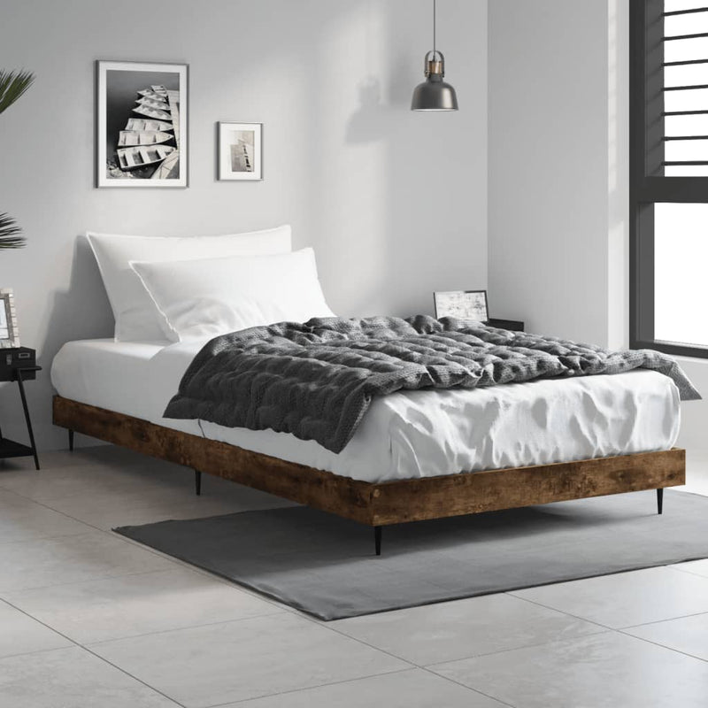 Bed Frame Smoked Oak 100x200 cm Engineered Wood