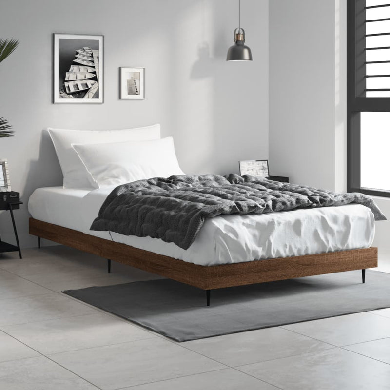 Bed Frame Brown Oak 100x200 cm Engineered Wood