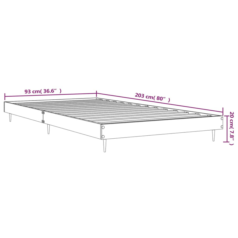 Bed Frame Black 90x200 cm Engineered Wood