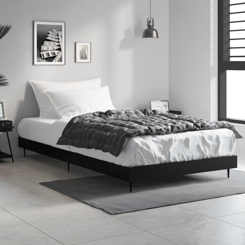 Bed Frame Black 90x200 cm Engineered Wood