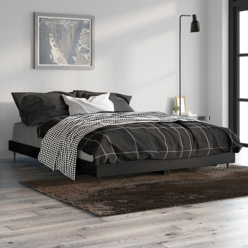 Bed Frame Black 140x190 cm Engineered Wood