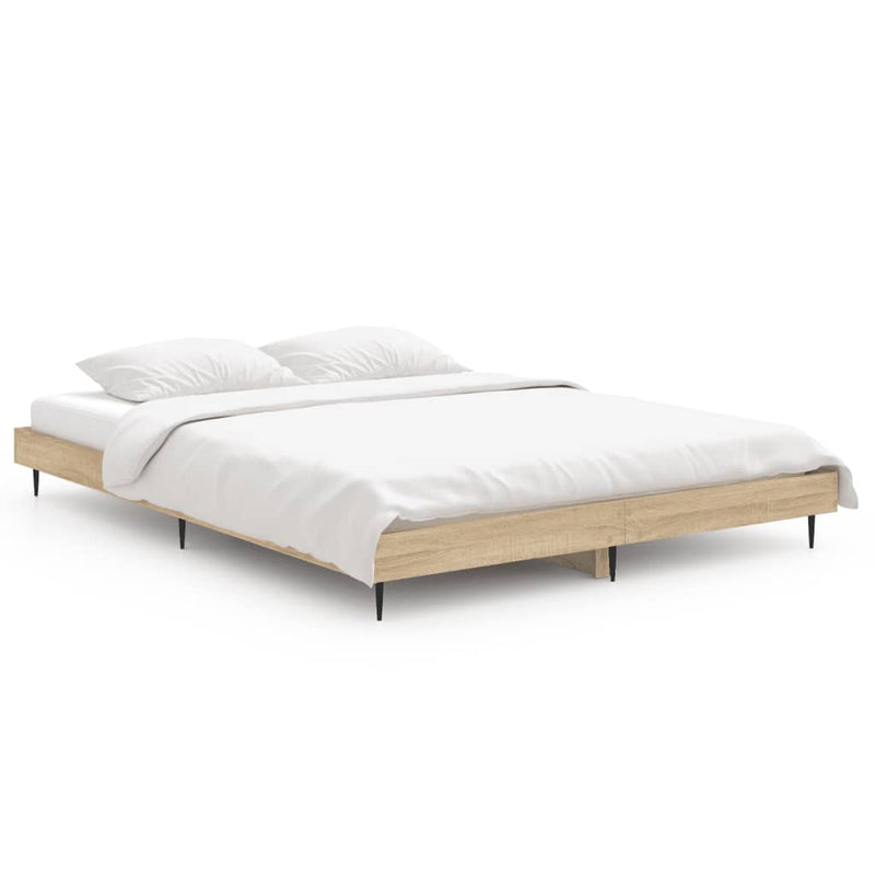 Bed Frame Sonoma Oak 140x190 cm Engineered Wood