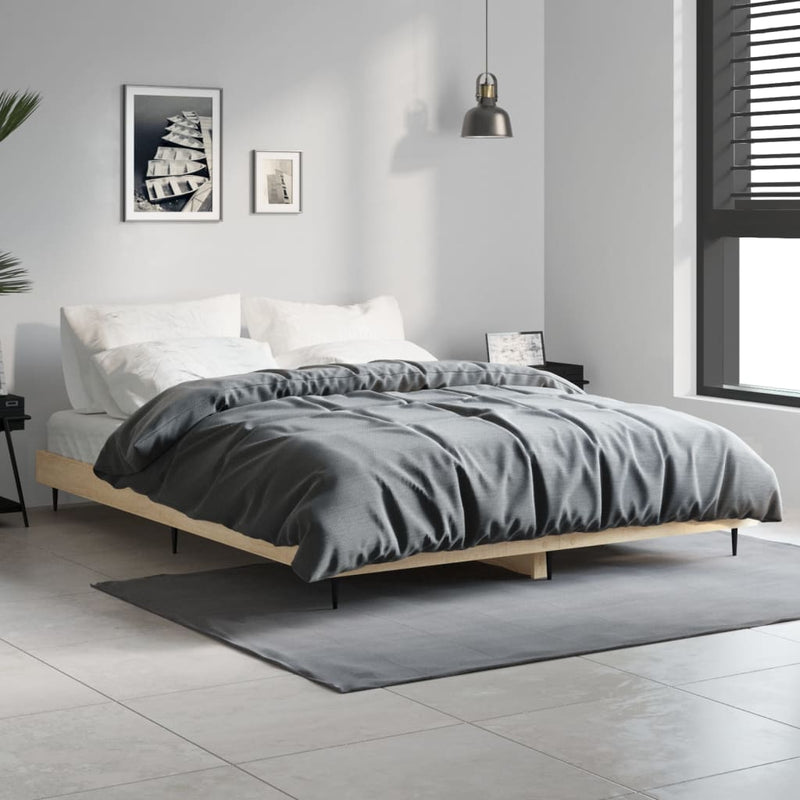 Bed Frame Sonoma Oak 140x190 cm Engineered Wood