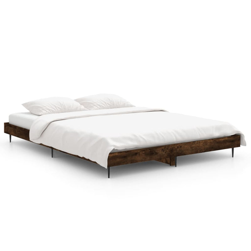 Bed Frame Smoked Oak 140x190 cm Engineered Wood