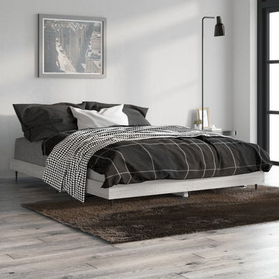 Bed Frame Grey Sonoma 140x190 cm Engineered Wood