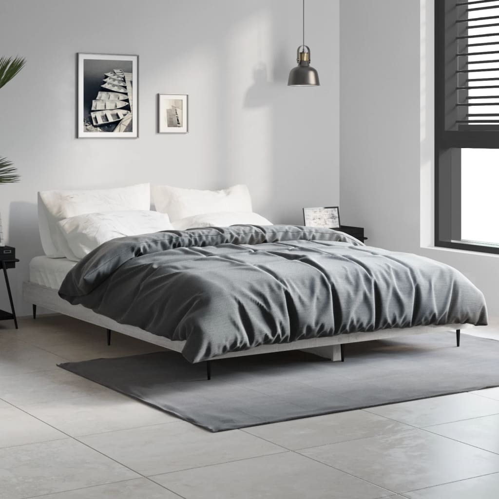 Bed Frame without Mattress 140x190 cm Grey sonoma