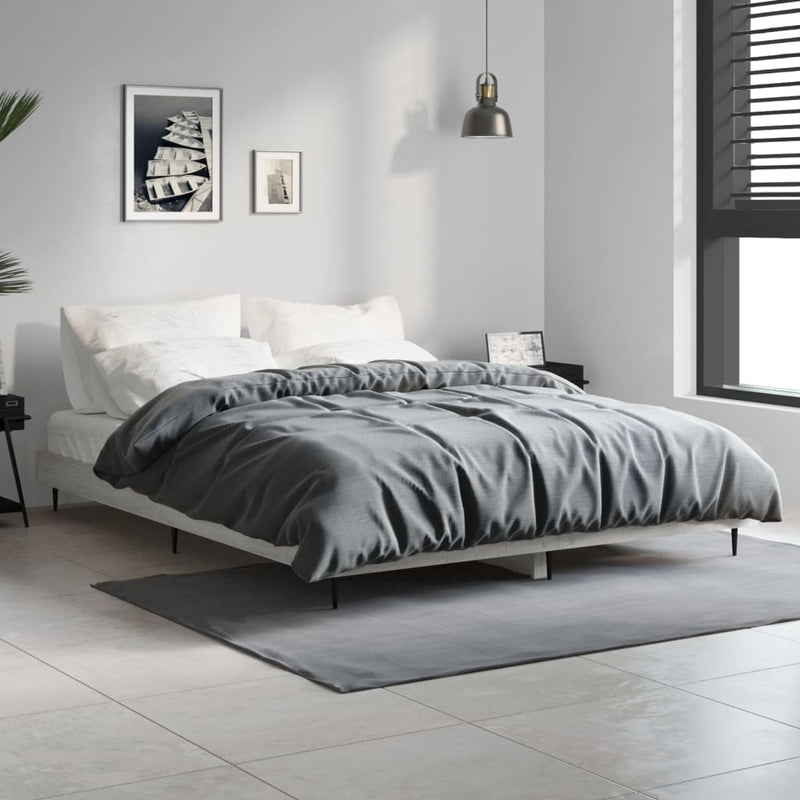 Bed Frame Grey Sonoma 140x190 cm Engineered Wood