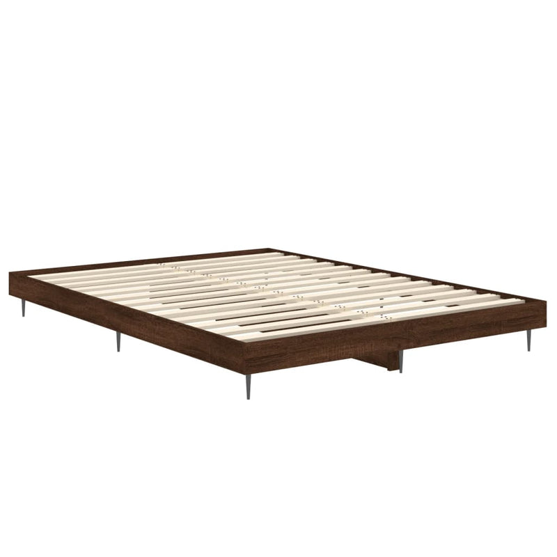 Bed Frame Brown Oak 140x190 cm Engineered Wood