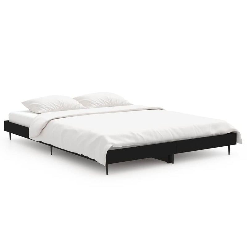 Bed Frame Black 135x190 cm Double Engineered Wood