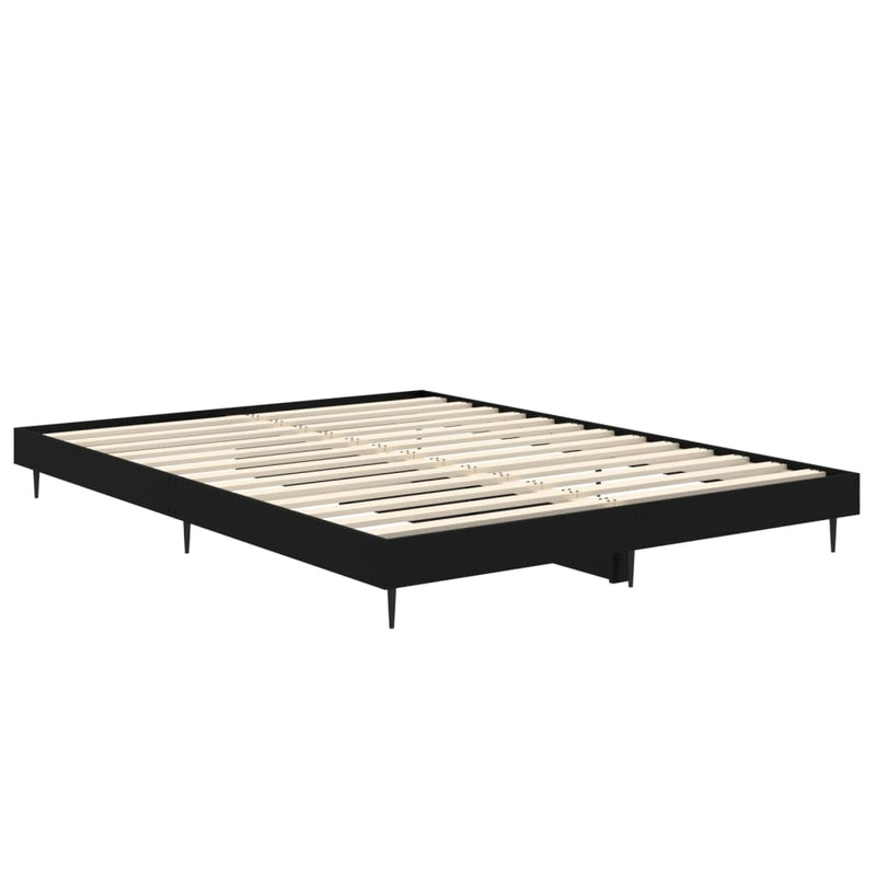 Bed Frame Black 135x190 cm Double Engineered Wood