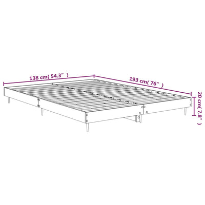 Bed Frame Black 135x190 cm Double Engineered Wood